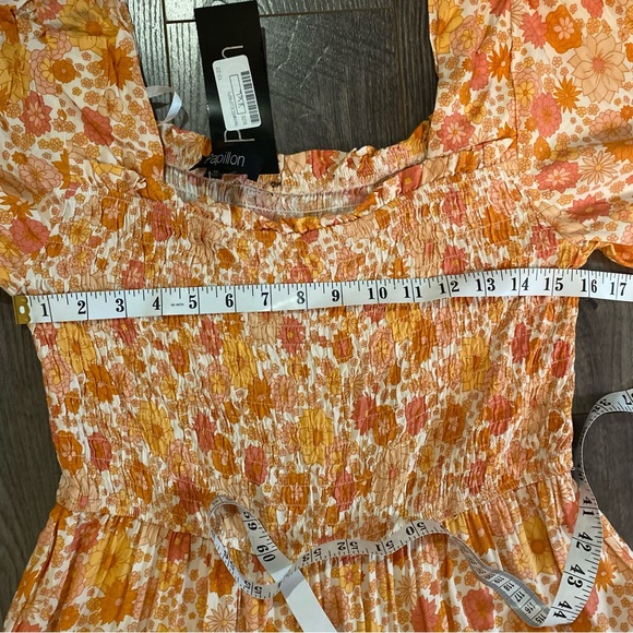 NWT Papillon maxi dress XXL 16 100% Viscose orange flower power ruffle tiered - Picture 6 of 15